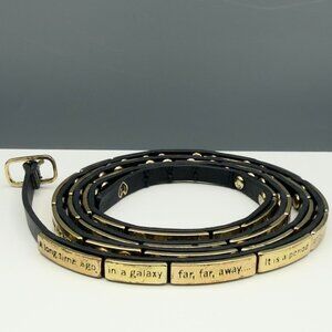Star Wars A New Hope Crawl Black Leather Wrap Bracelet Belt Gold Tone LFL 36"